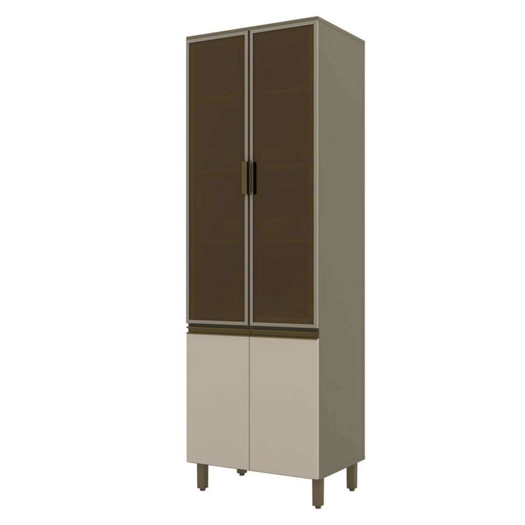 Cristaleira évelin 4 Portas 4 Prateleiras Duna/Cristal - Henn em Oferta na Shopee