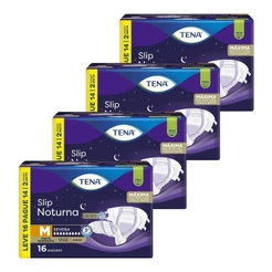 Fralda Descartável Adulto Tena Slip Noturna Leve 16 Pague 14 - 4 Pacotes com 16 Fraldas - Total 64 Tiras