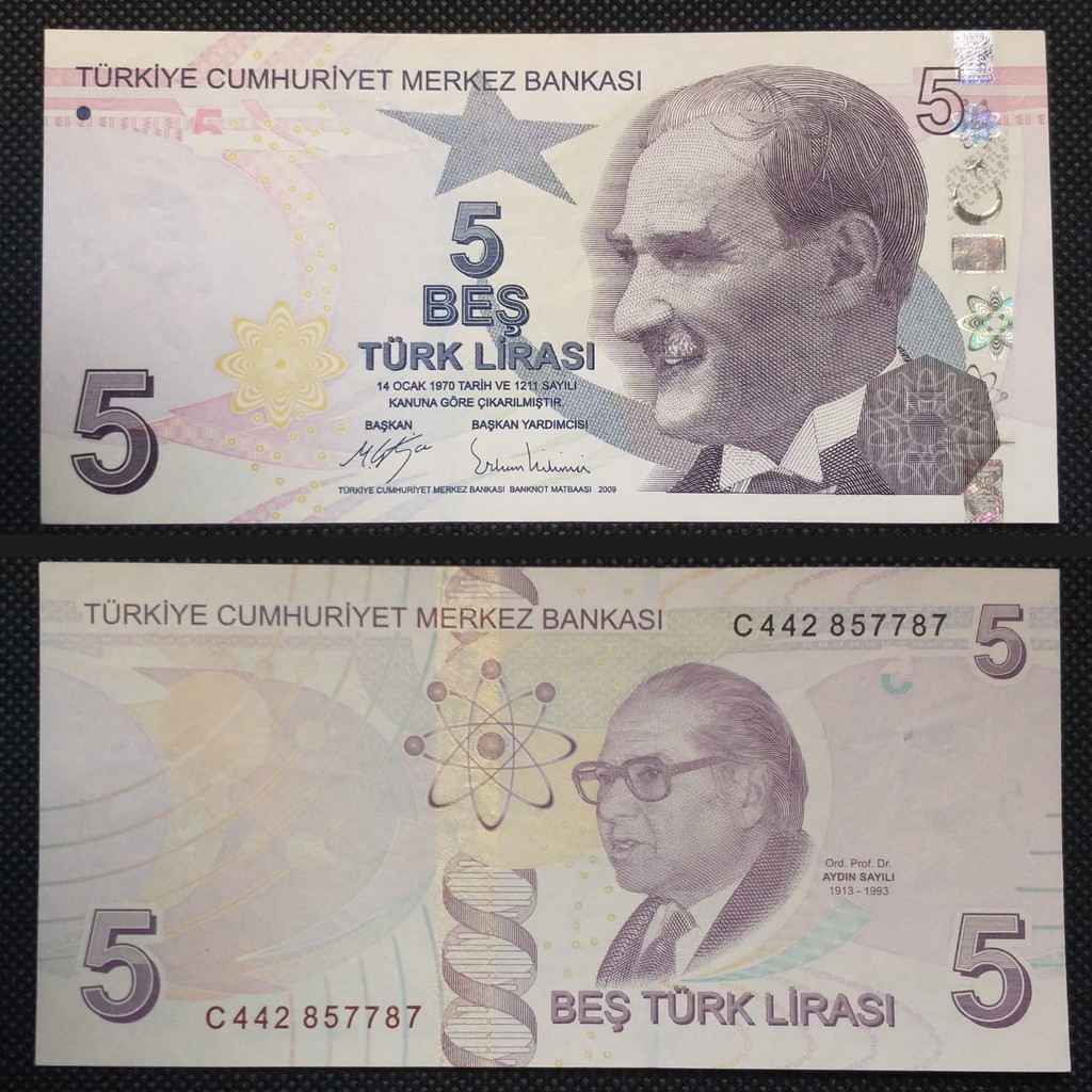 Cédula de 5 Liras da Turquia FE