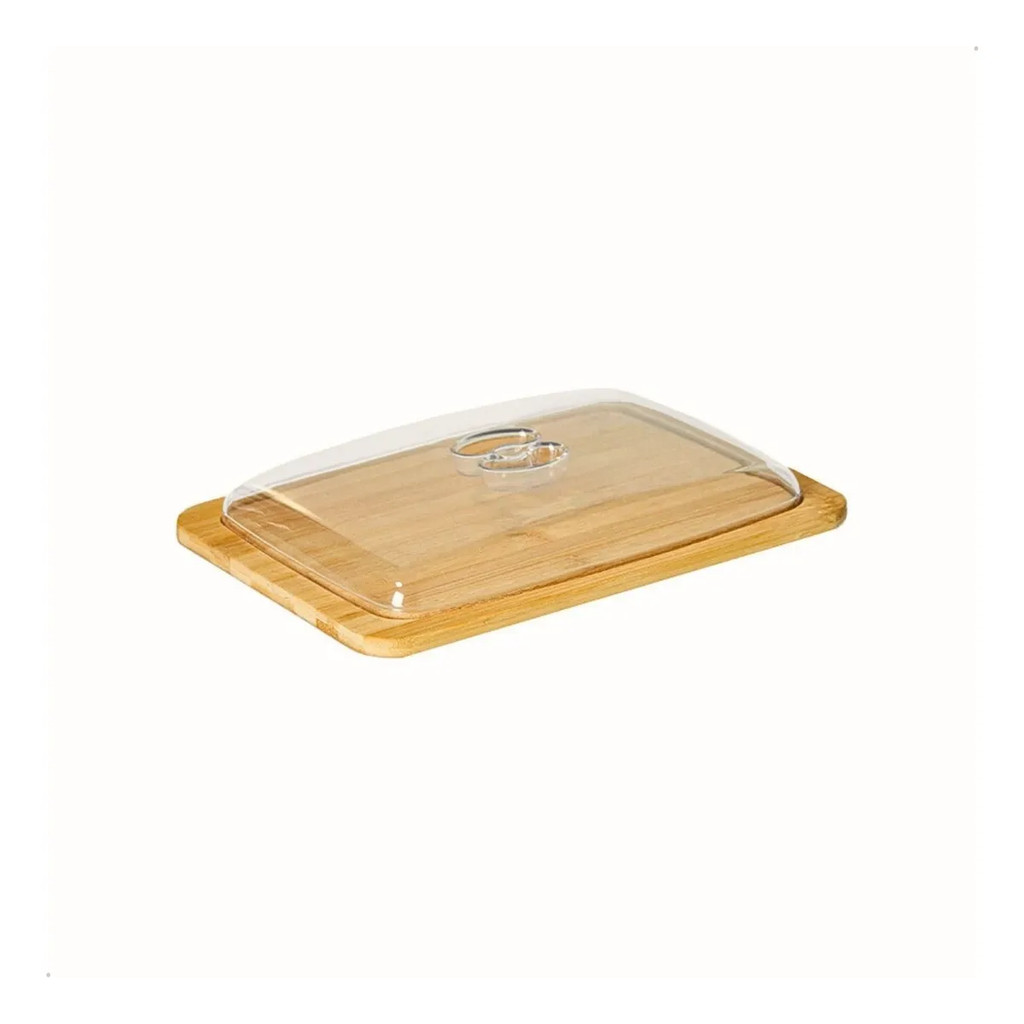 Porta-frios Bambu Tampa Acrílico 28x21cm Polido Antifúngico