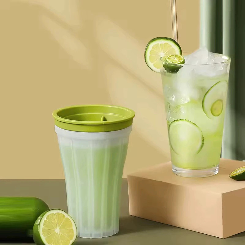 Forma de Gelo Silicone, Molde Cubos, Smoothie, Copo, Tampa, Raspadinhas, Bebida
