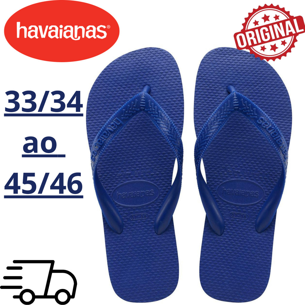 Chinelo Havaianas TOP AZUL NAVAL Sandália de Dedo Unissex Barato Promoção Masculino Tiras Grossas Tradicional Original