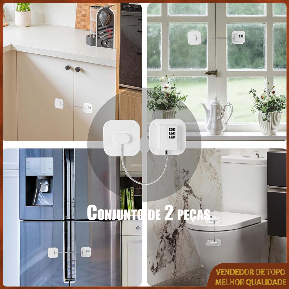 2x Fechadura combinada para geladeira fechadura de segurança para crianças para gavetas freezers máquinas de lavar louça
