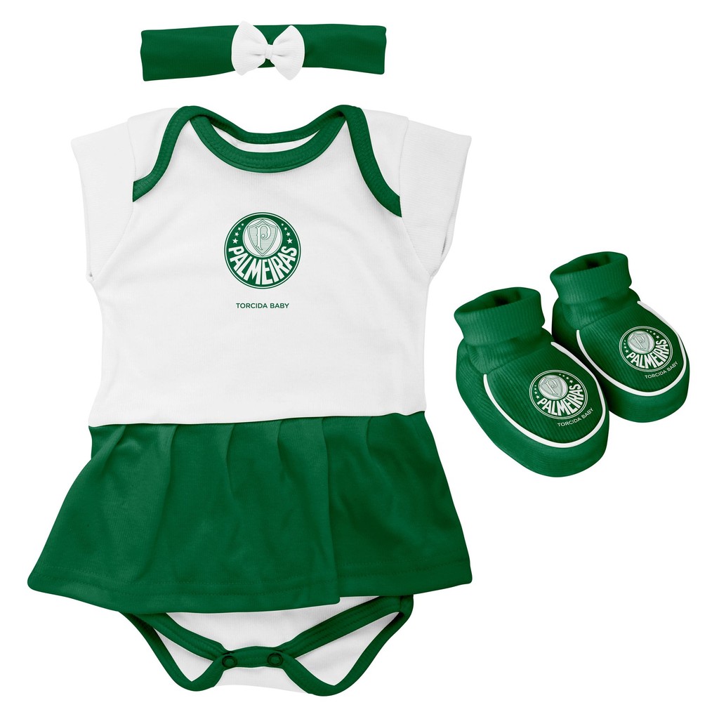Body  Vestido  Pantufa Laço Palmeiras  Oficial  Licenciado Campeão Libertadores Verdao Time Presente