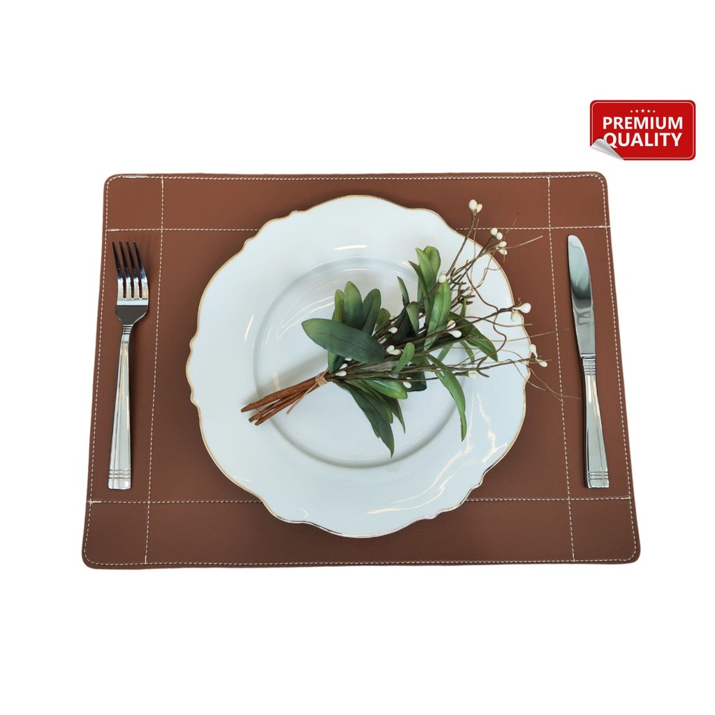 Kit 2, 4 ou 6 Jogo Americano Couro Sintético Caramelo Mesa Posta Impermeável Fácil Limpeza Decoração