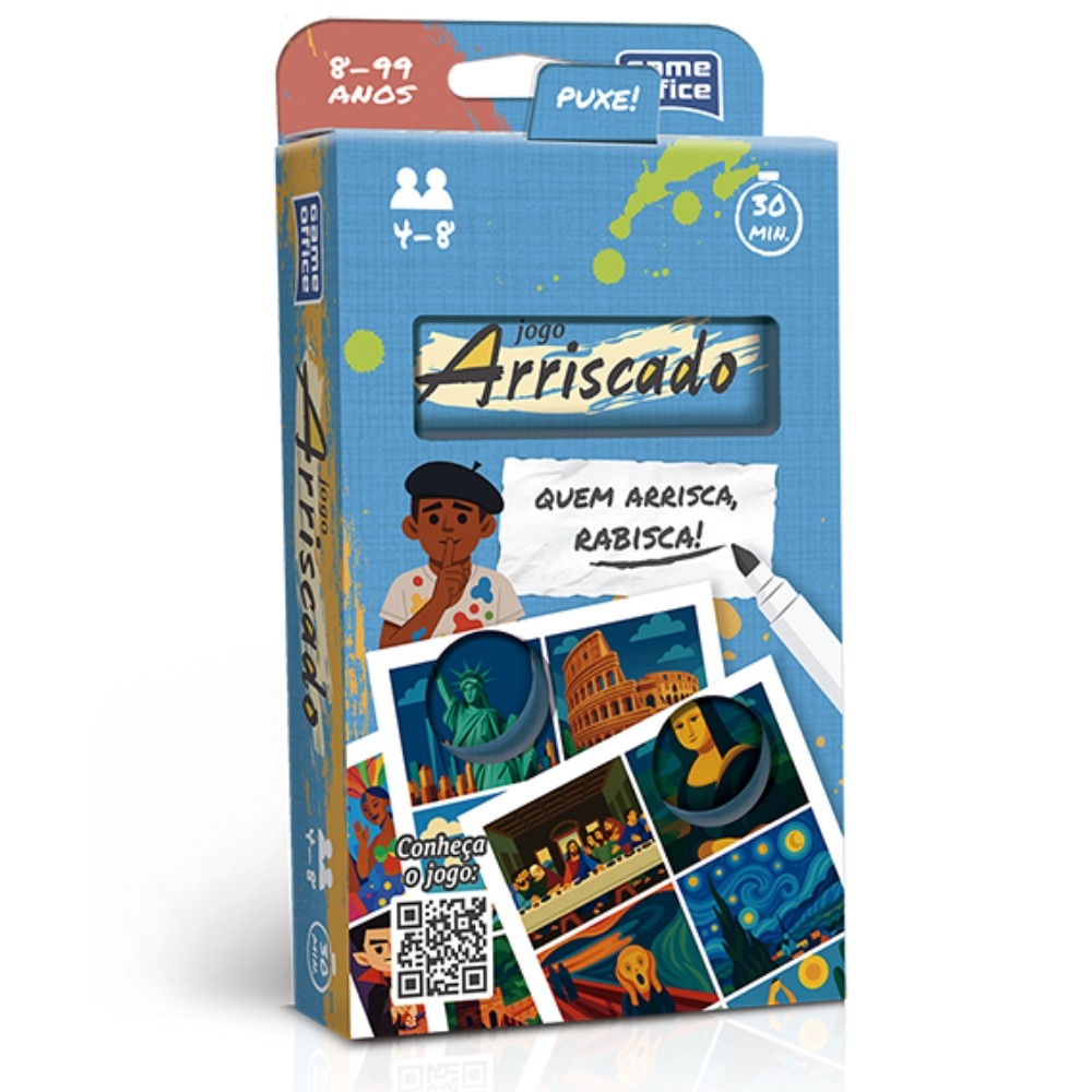JOGO DE CARTAS ARRISCADO TOYSTER OBRAS DE ARTES RABISCO DESENHOS PINTURAS LOUSA MESA FAMÍLIA APAGA