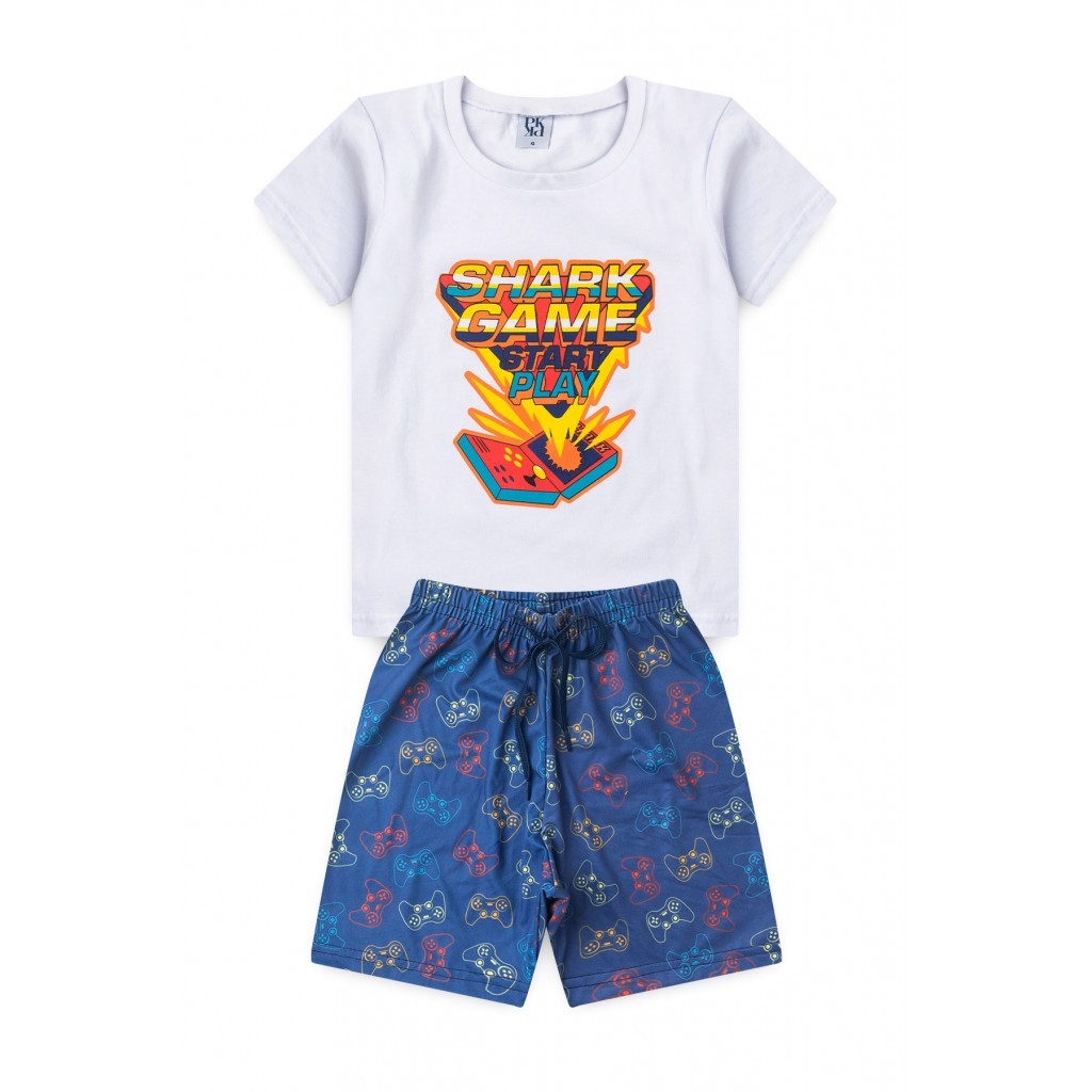 Pijama Infantil Masculino Jogo De Tubarão em Oferta na Shopee