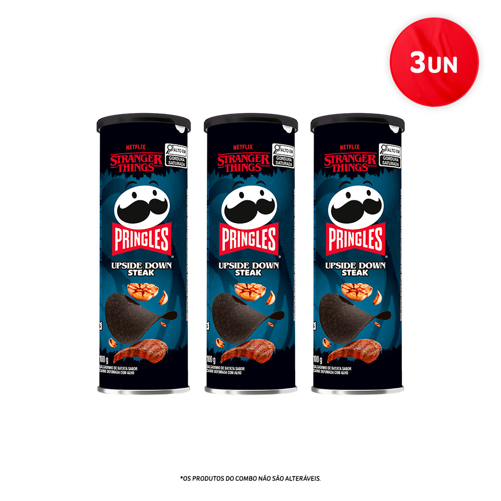 Combo Batata Pringles Stranger Things Netflix Steak 100g 3 unidades em Oferta na Shopee