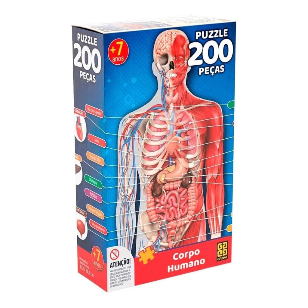 Quebra-cabeça 200 peças Corpo Humano Grow - 03937 em Oferta na Shopee
