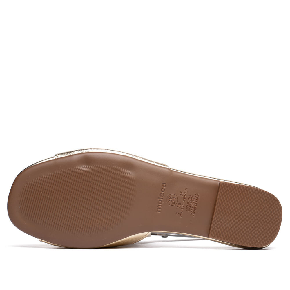 Detalhes do Rasteira Feminina Moleca Metalizada com Enfeite Dourado