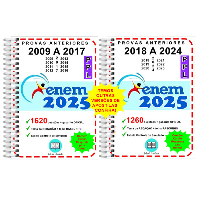 ENEM PPL Provas 2009 a 2024 Gabarito OFICIAL