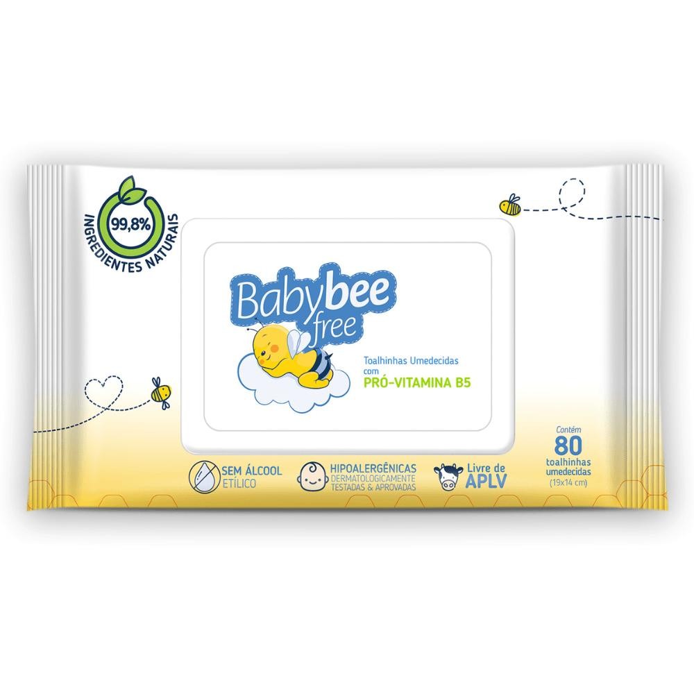 Toalha Umedecida Baby Bee Free C/80 Pro Vitamina B5 em Oferta na Shopee