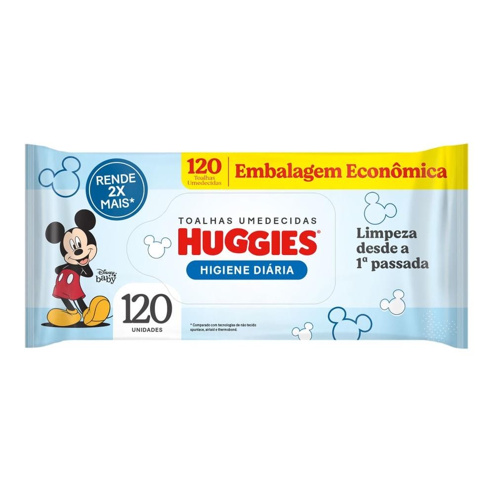Toalha Umedecida Huggies Higiene Diaria 120 Unidades em Oferta na Shopee