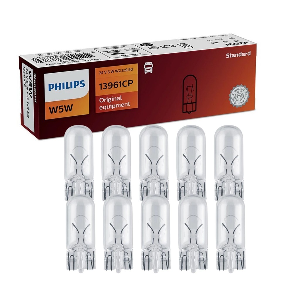 Imagem KIT 10 LÂMPADAS SINALIZAÇÃO STANDARD ORIGINAL CAMINHÃO 24V LUZ SETA FREIO PLACA W5W