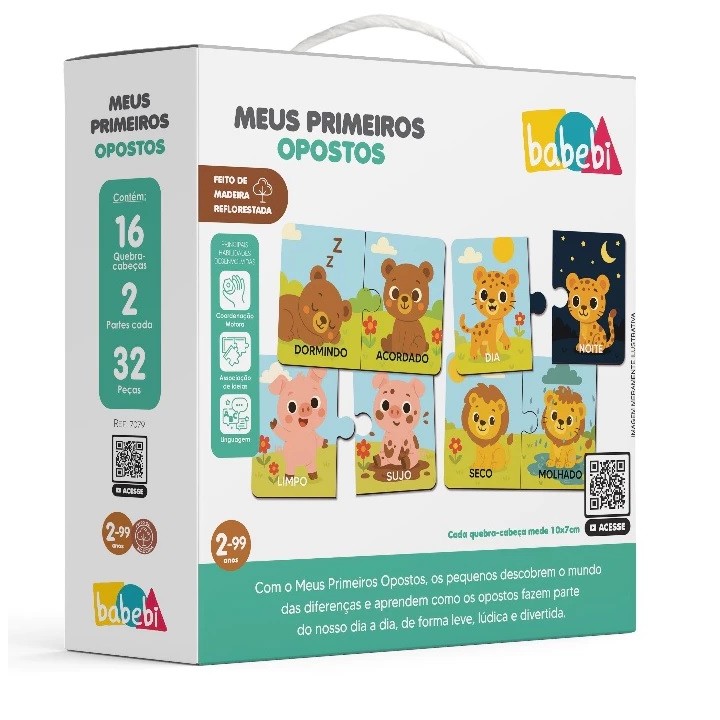 Brinquedo Interativo Quebra-Cabeça Meus Primeiros Opostos Babebi Brinquedo Pedagógico Babebi