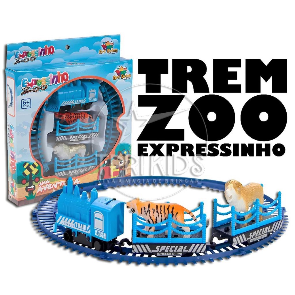 Trem Brinquedo Zoológico Animais Trilhos Trenzinho Infantil Pista Locomotiva Maquinista Ferrorama