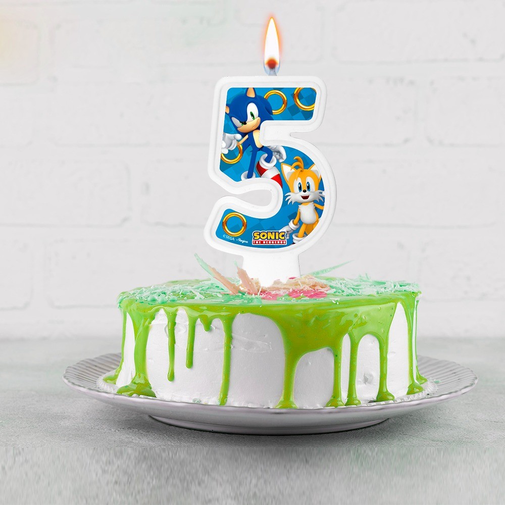 Vela número 5 decoração festa Sonic aniversário Kit Festa Infantil Decoração fácil e completa