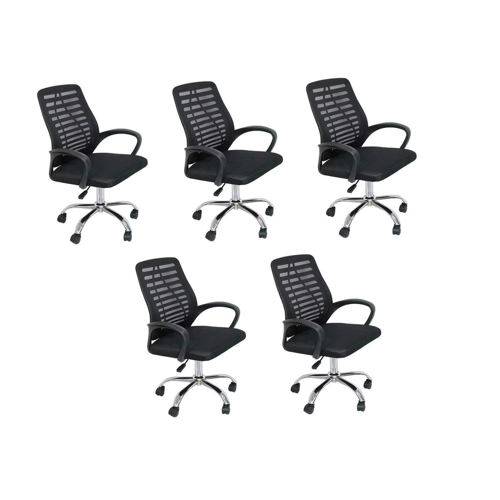 Kit 5 Cadeiras de Escritório Diretor Tela Mesh Cádis Cadeira Diretor