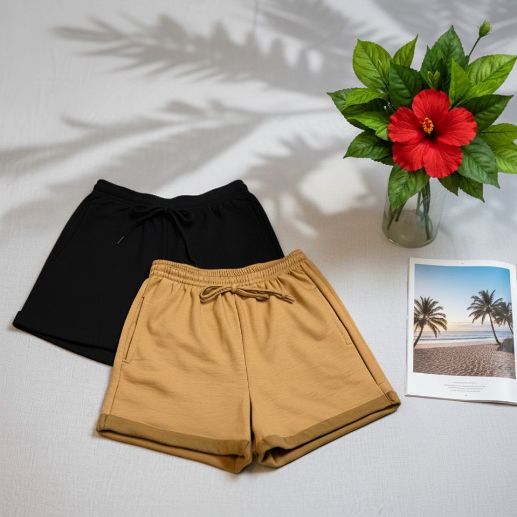Kit 2 ou 1 Short Feminino Moletinho Moletom Liso Bolso Lateral Elástico Cintura em Oferta na Shopee