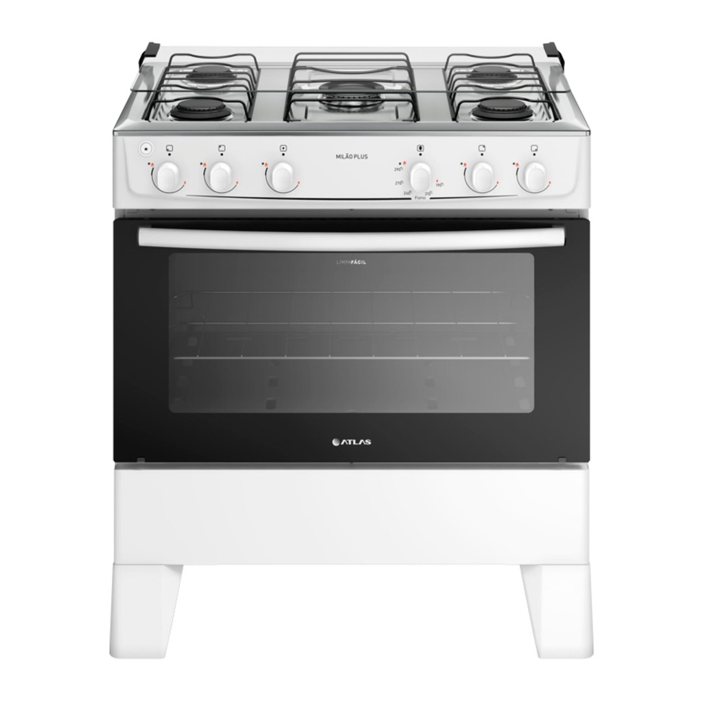 Fogão 5 Bocas Atlas Milão Plus Bivolt Branco Mesa Inox Acendimento Automático em Oferta na Shopee