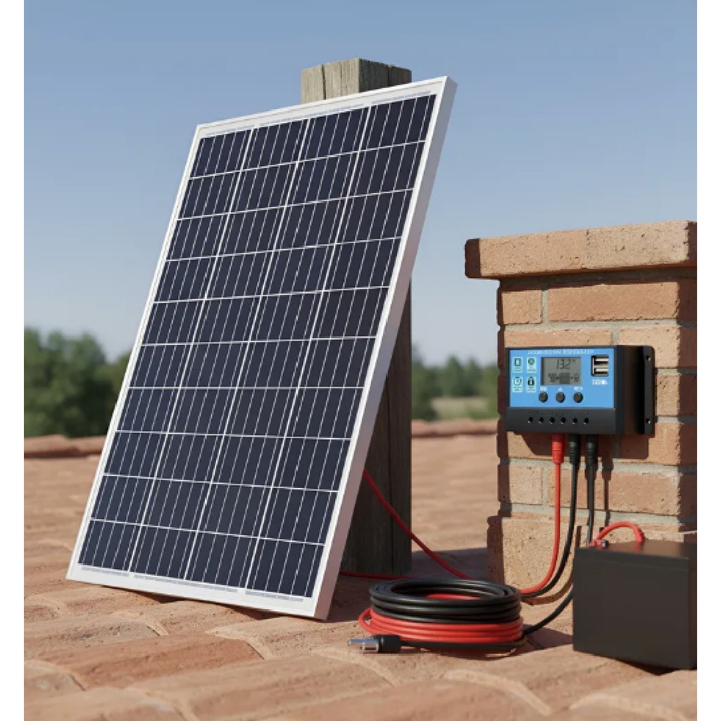 Painel Placa Energia Solar 100w Controlador 30a Cabo Mc4 18v