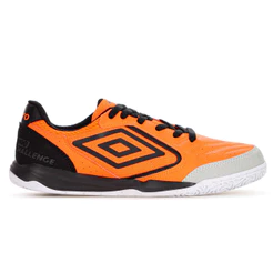 Chuteira Umbro Futsal Pro Challenge Uptake Laranja Fluor Preto e Cinza - Masculino