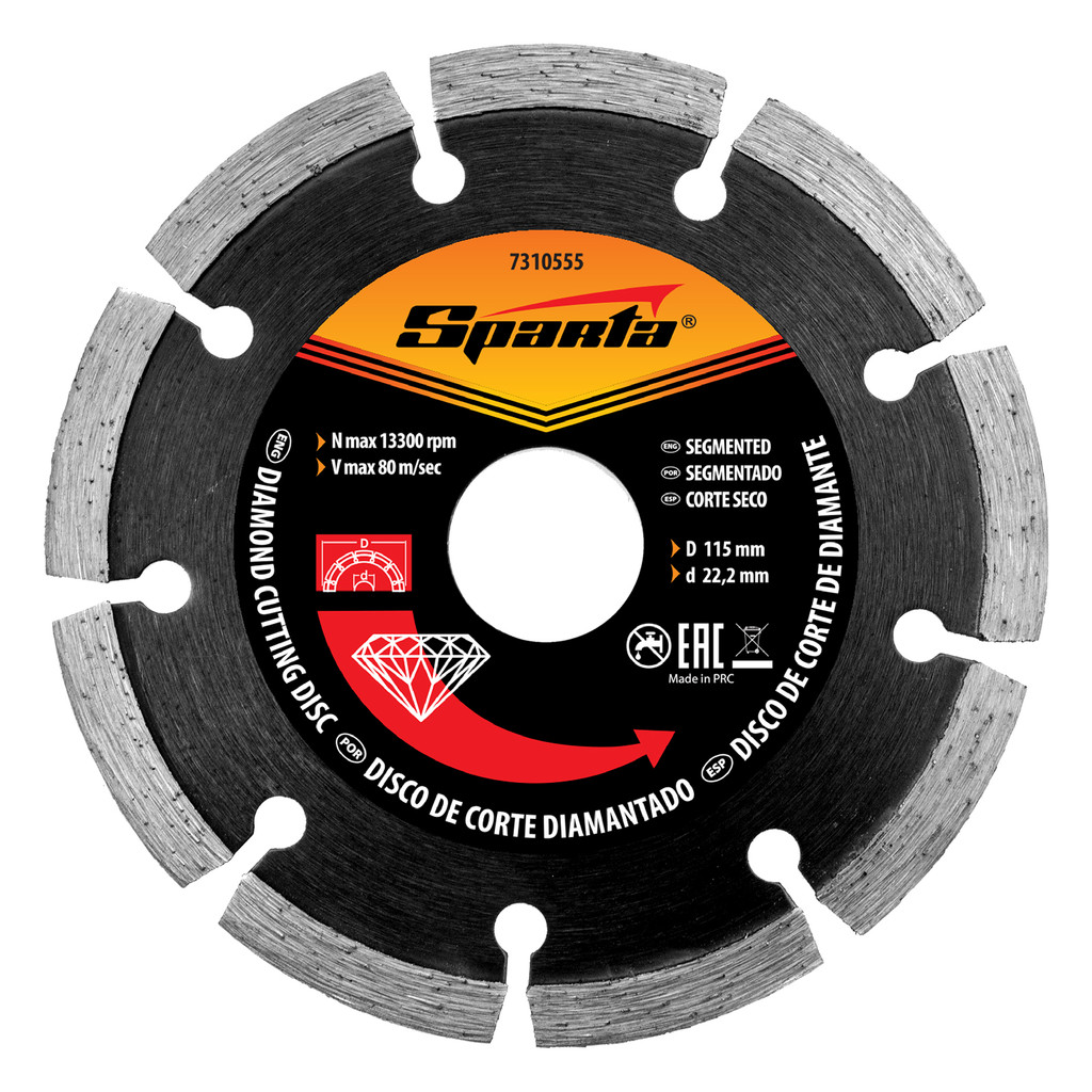 DISCO DE CORTE SEGMENTADO, DIAMANTADO, CORTE SECO, 115 X 22,2MM, 1PC // SPARTA em Oferta na Shopee