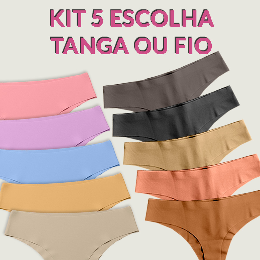 Kit 5 Calcinhas Sem Costura Corte a Laser Não Marca Lingerie Fio Dental Tanga Conforto em Oferta na Shopee