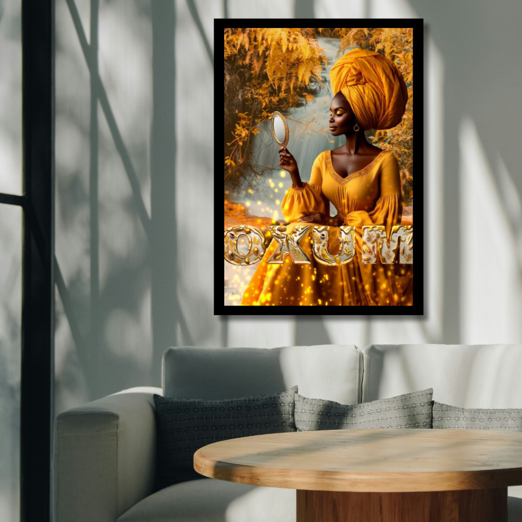 Quadro decorativo Placa MDF Oxum olhando no Espelho