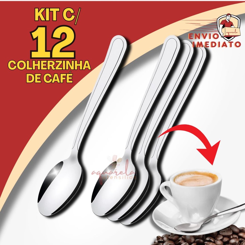 Conjunto Colher de Café em Aço Inox Colherzinha Pequena Mini Resistente Elegante