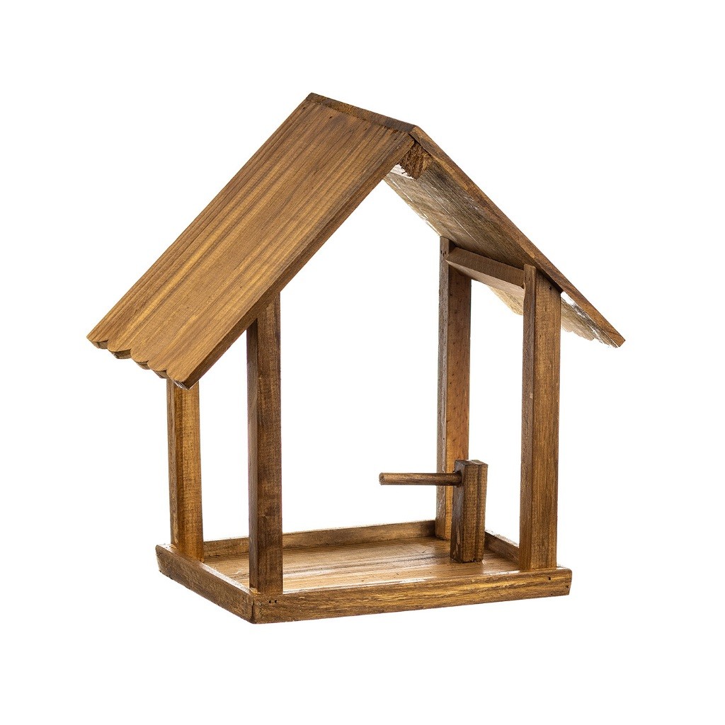 Casinha Comedouro Casa Para Pássaros Livres Madeira Pinus Rústica Com Poleiro Tratador