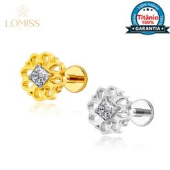 Piercing Labret Titânio Pvd Flor Com Zircônias Cravejada Para Orelha Lábio Helix Tragus Conch Cartilagem Nariz Boca