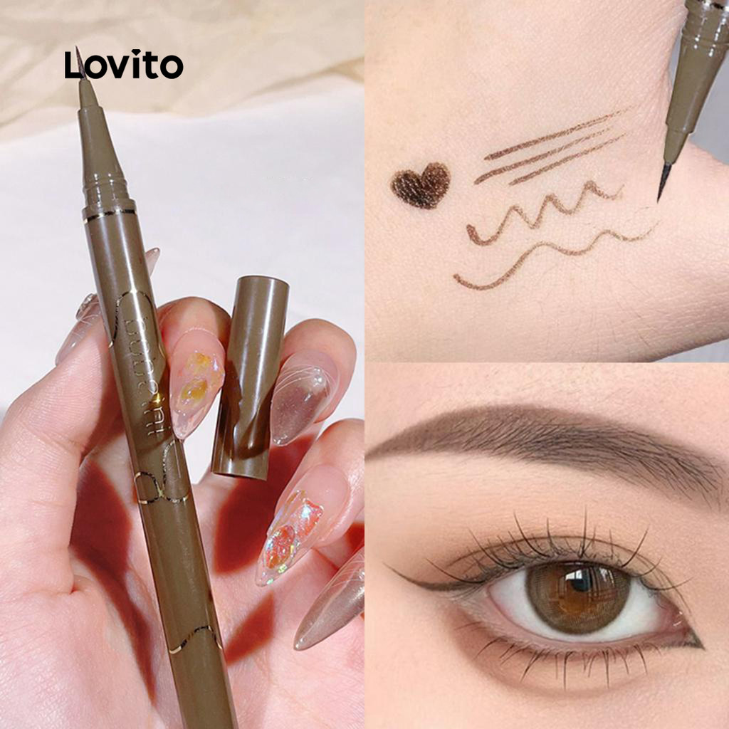 Detalhes do Lovito Delineador Casual Liso Extremamente Fino À Prova De Água Delineadores Marrons Duradouros Para Mulheres LCS09052