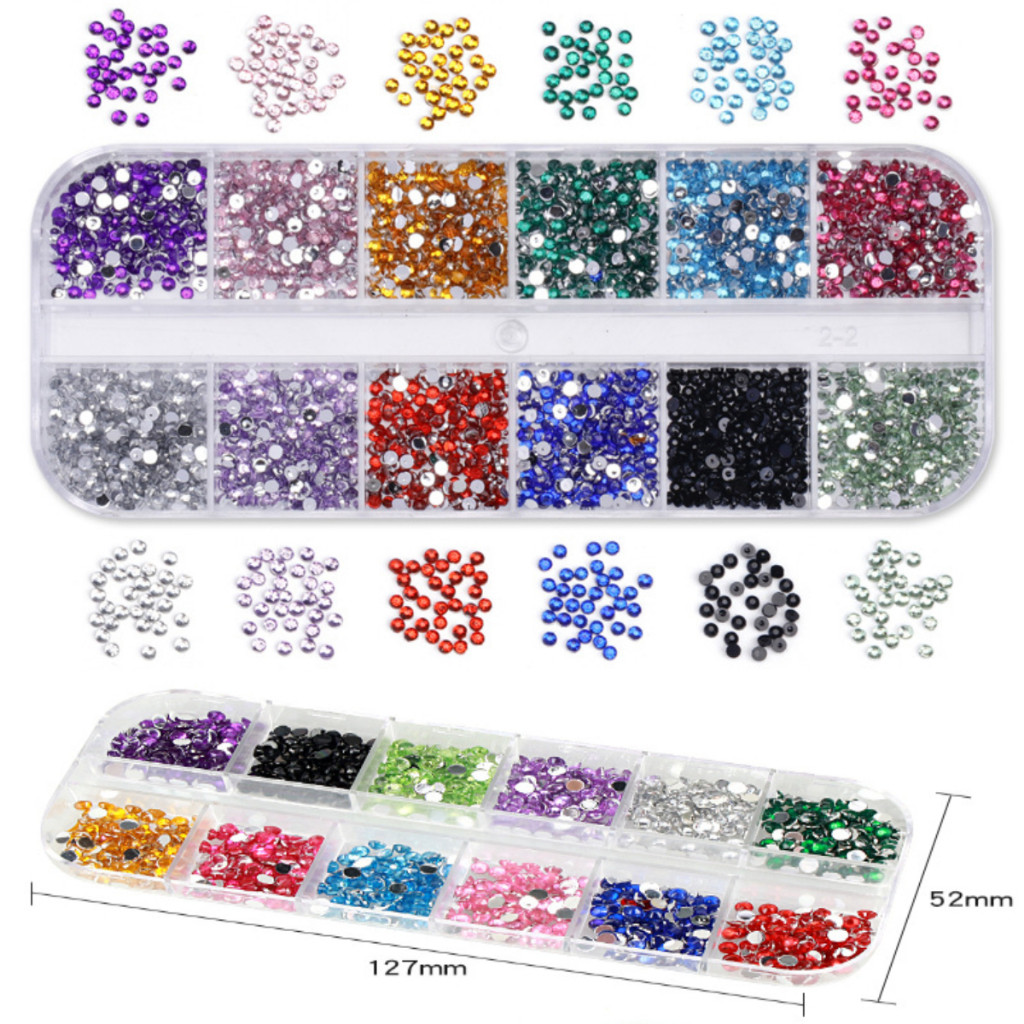 Kit Caixas Estojo Strass Colorido Para Maquiagem e Nail Art em Oferta na Shopee