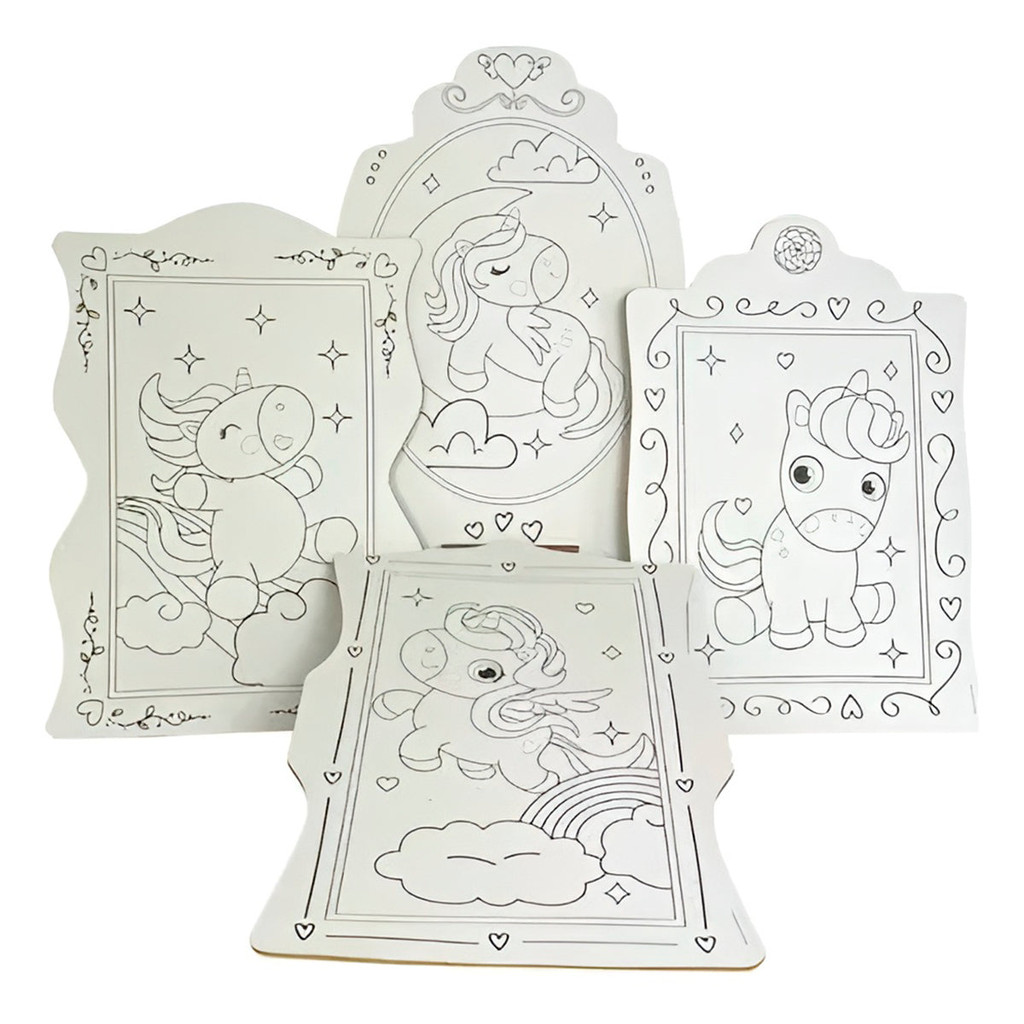 Brinquedo Kit de Pintura Infantil Cavalete Unicórnio