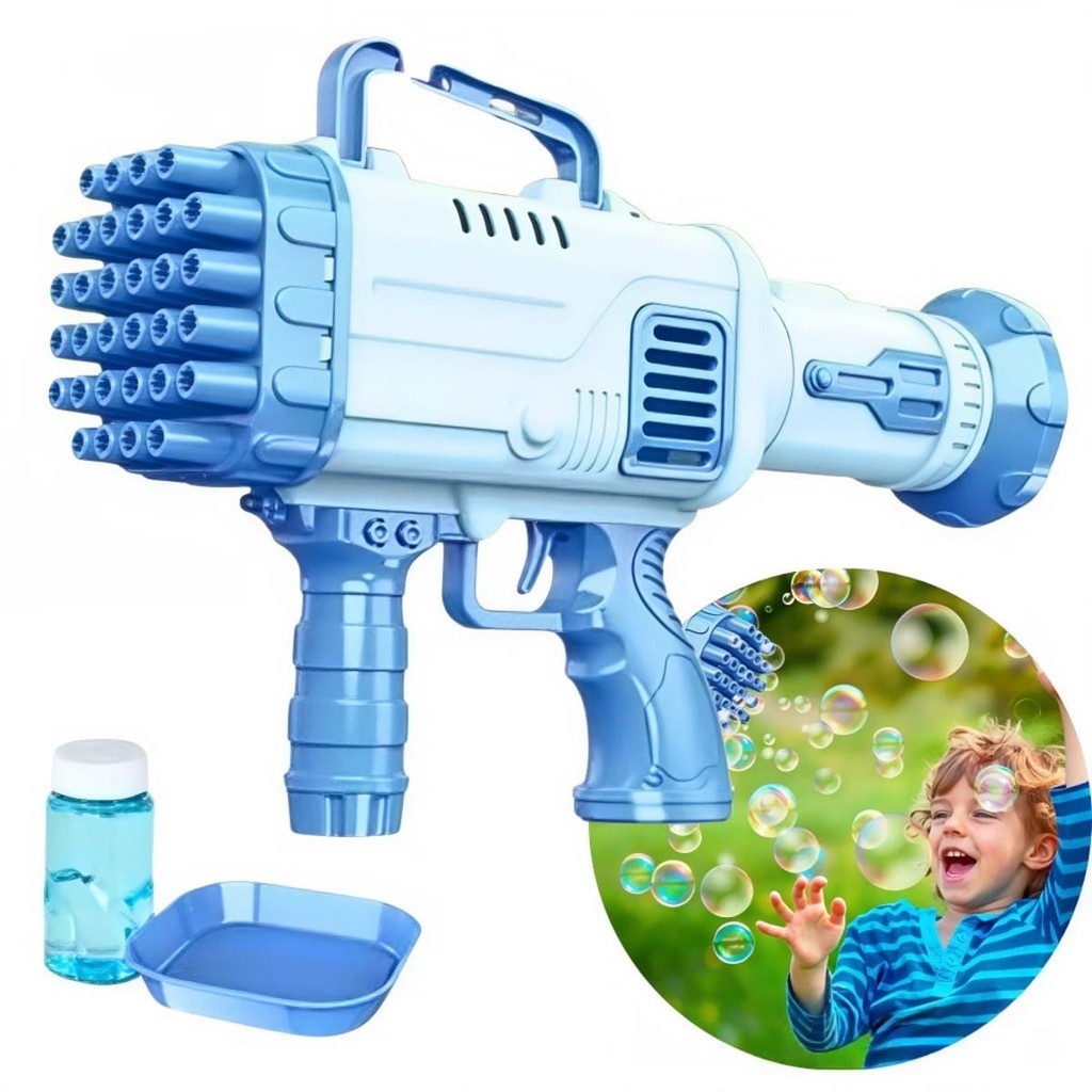 Lança Bolhas De Sabão 32 Furos Bazuca Brinquedo Infantil