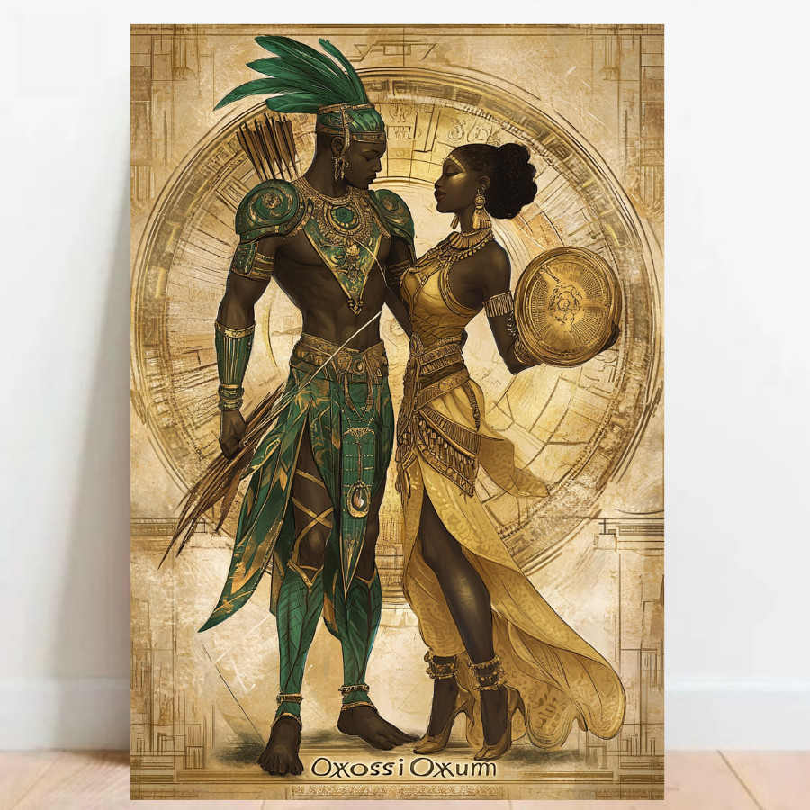 Quadro Placa decorativa Oxossi e Oxum Orixá Umbanda Candomblé Decorativo Oxalá 07