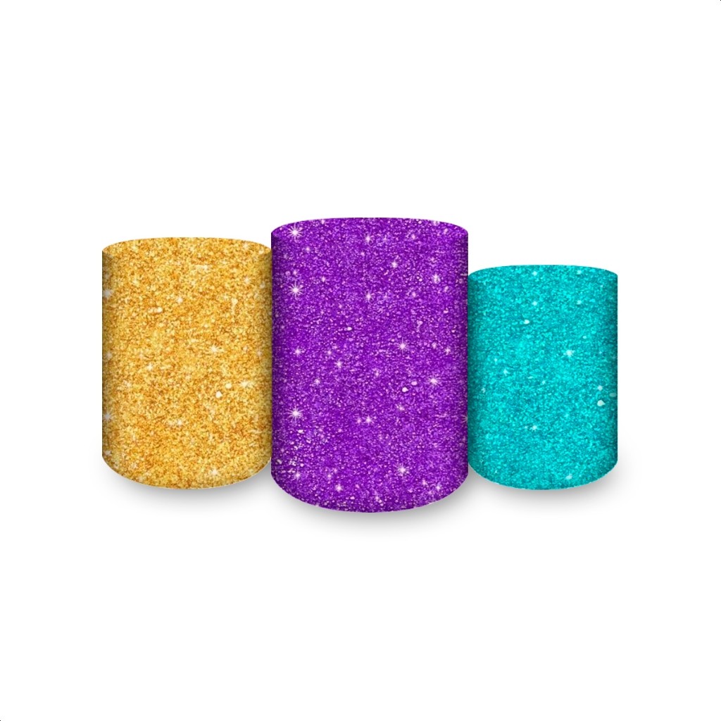 Capas De Cilindro Sublimados Veste Fácil C/ Elástico Tema Efeito Glitter (EFEITO GLITTER FEITO EM SUBLIMAÇÃO)