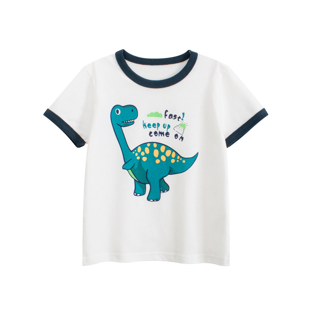 27 crianças puro algodão roupas infantis de manga curta camiseta crianças verão em torno do pescoço dinossauro dos desen