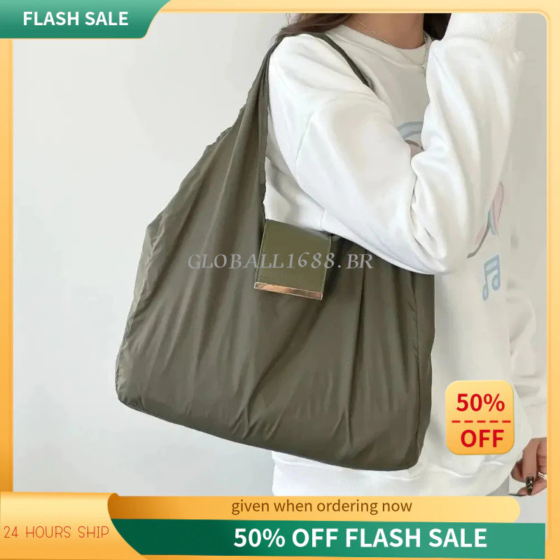 { Pronto Estoque } Sacola Dobrável Reutilizável Com Bolsa Para Chaveiro