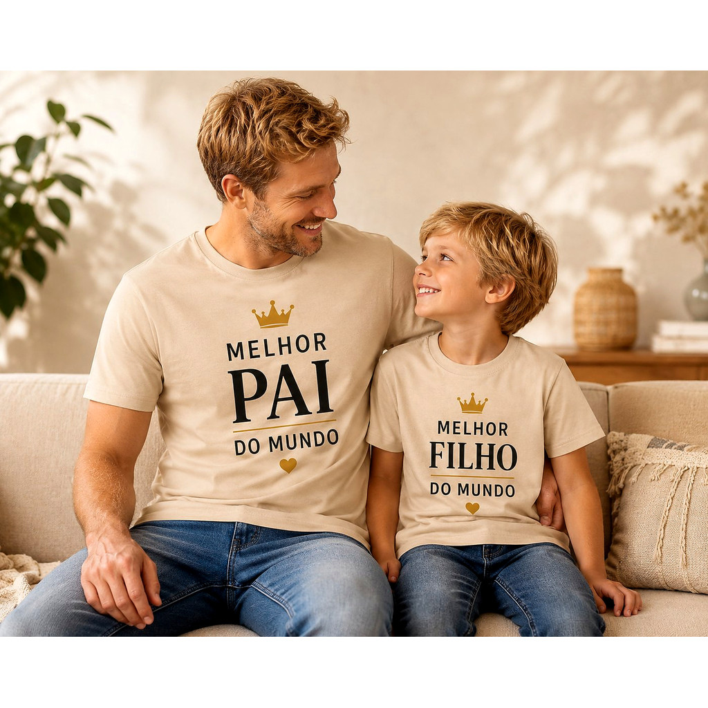 Kit Camiseta Masculino Homem Tal Pai Tal Filho Melhor Pai do Mundo Presente Dia dos Pais 100% Algodão Estampa Premium