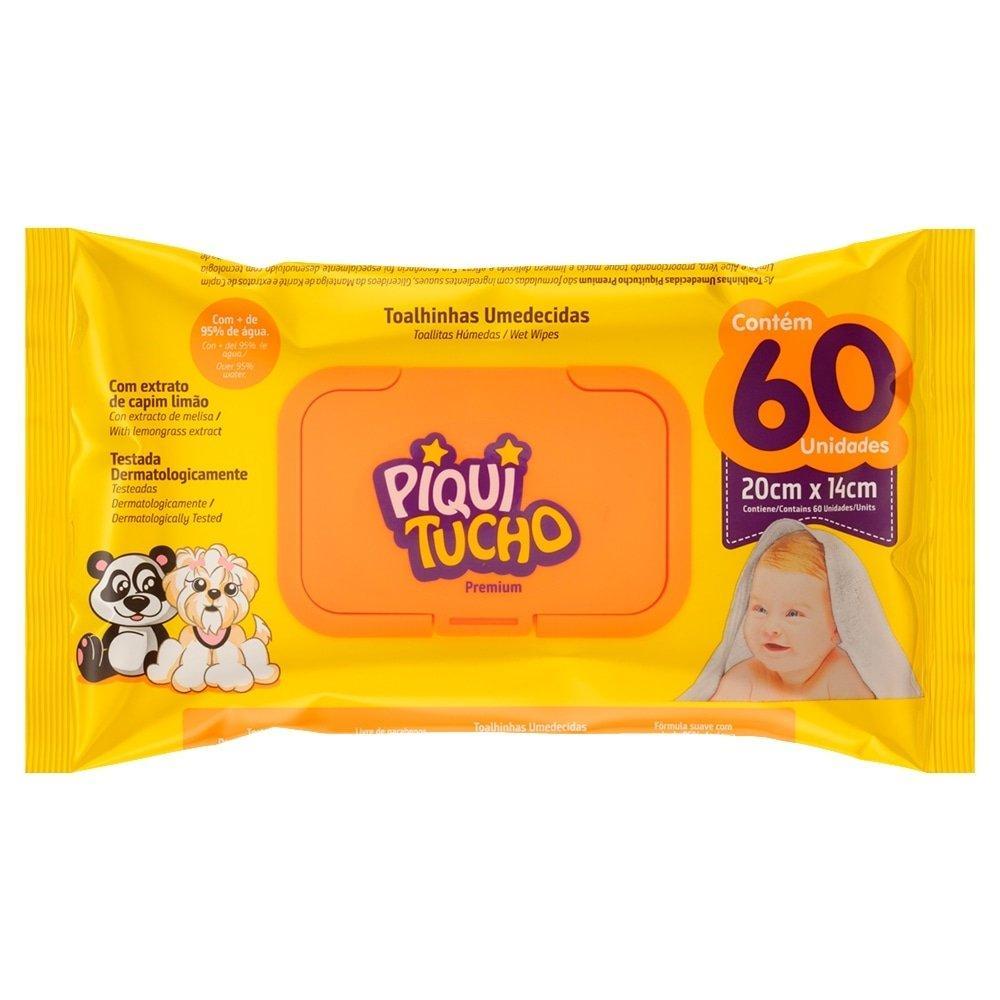 Toalhas Umedecidas Piquitucho Premium - Pacote com 60 Toalhas
