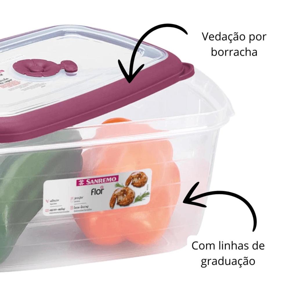 Kit 6 Potes Plásticos Herméticos 1,26L Açaí Sanremo · foto 2