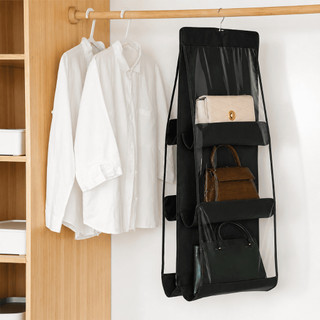 Organizador Suspenso para Bolsas Armário Guarda-Roupa Closet 3 Compartimentos Transparente