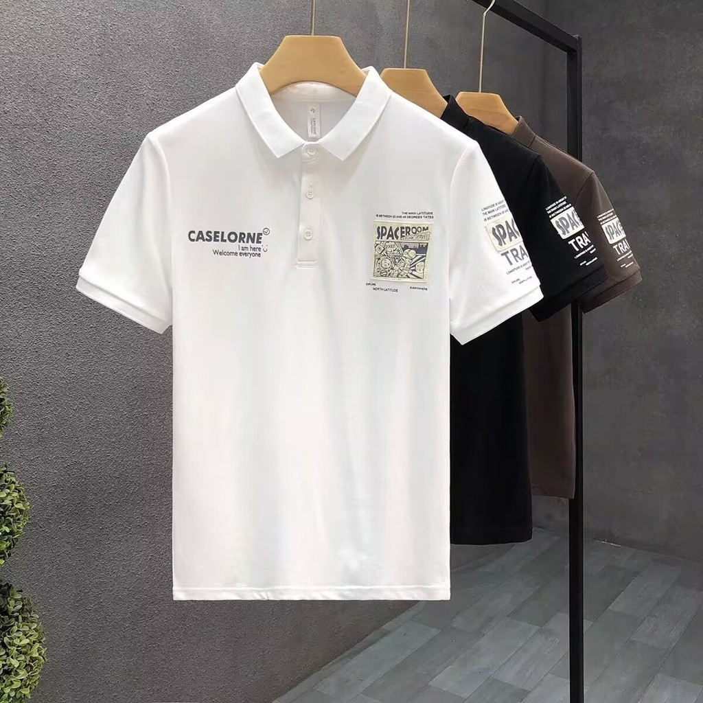 < Pedido de estoque pronto> Camisa polo de manga curta de alta qualidade Summer Street Wear 2025 Novo estilo lapela All-