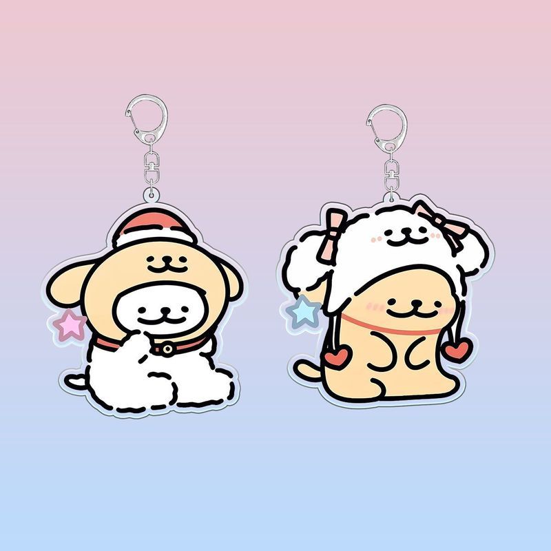 [Pingente] desenho animado chapéu de inverno linha filhote de cachorro pingente casal chaveiro estilo ins pingente namor