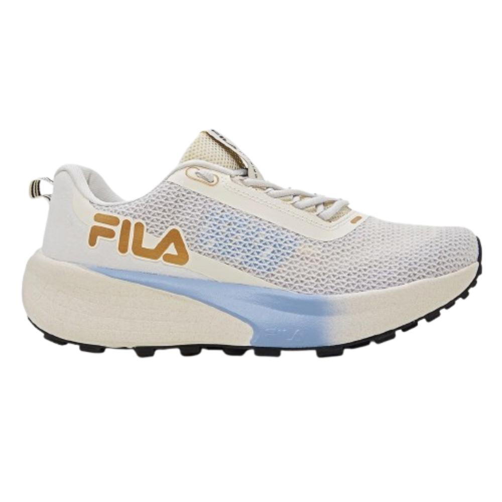 TENIS FILA SKYWIND FEMININO-BEGE/AZUL CLARO/DOURADO