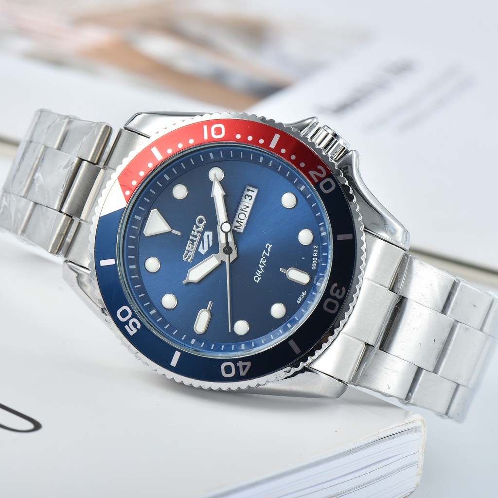 Relógio De Pulso Masculino Seiko Calendário De Quartzo Pulseira De Aço Clássica SEO