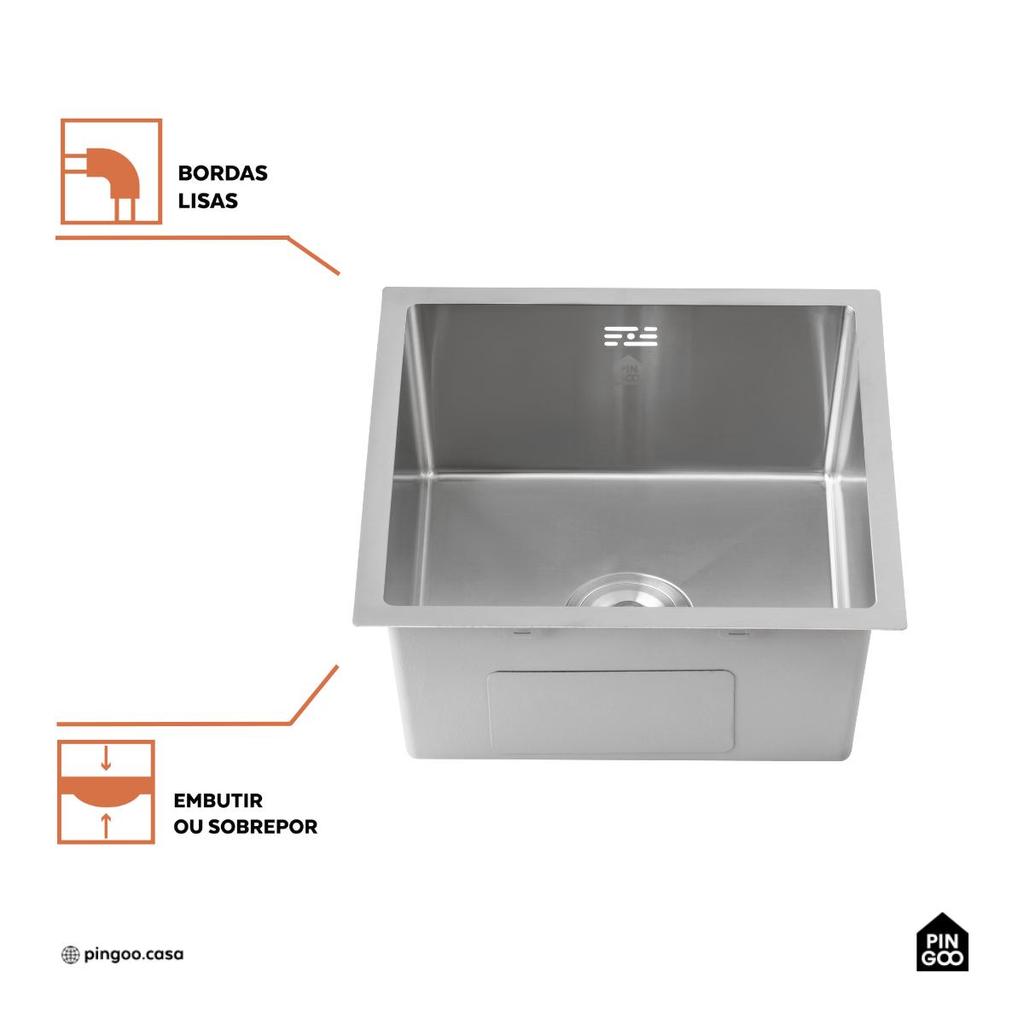 Cuba Gourmet Terena 44x44cm Inox 304 - Pingoo Prata · foto 2