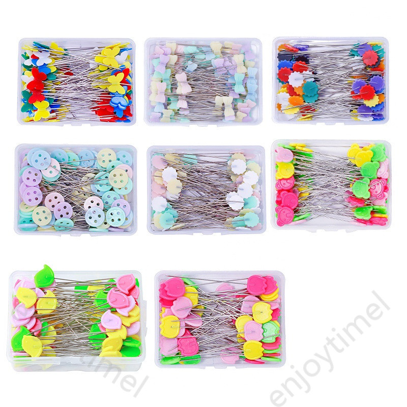100 peças/caixa Alfinetes de Costura, Alfinetes para Bordado e Patchwork, Alfinetes com Cabeça em Forma de Flor, Ferrame